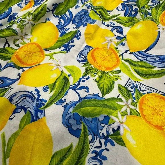 NWOT! SHEIN Southern Italian/Sicilian Style Lemon and Floral Print Dress - Picture 4 of 5